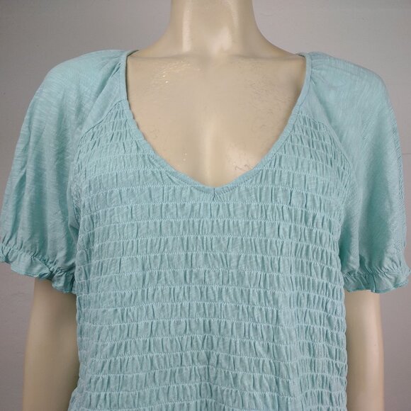 NWT Torrid teal green smocked waist peplum top blouse ladies womens 1X - Picture 2 of 9